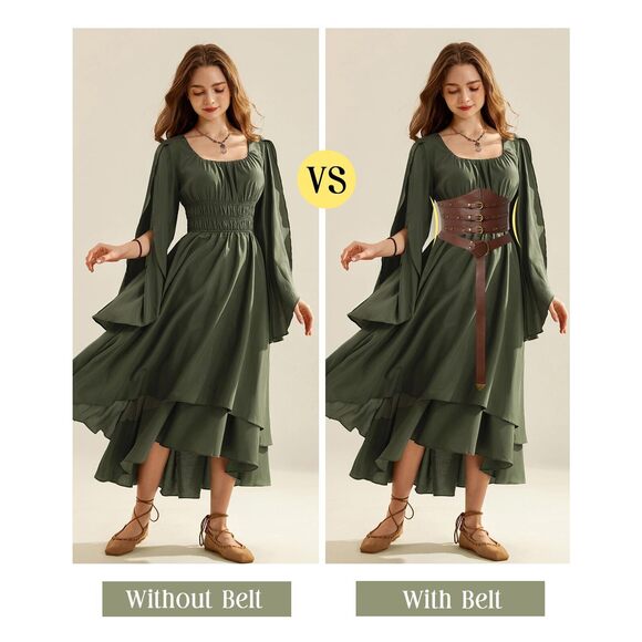 Steampunk Adjustable Brown Corset Belts For Women Leather Cincher Belt 5846 - Picture 3 of 5